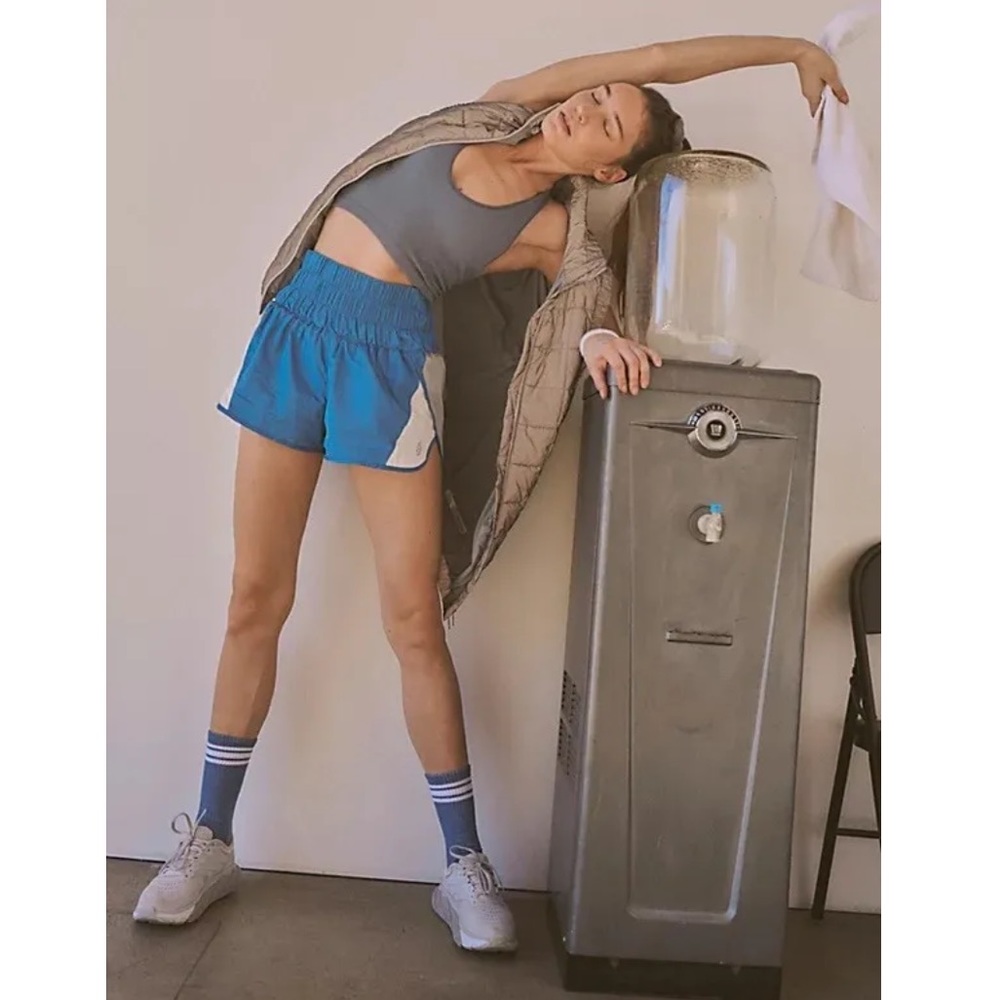 Free People Fp Movement The Way Home Colorblock Blue Silver White Size Small